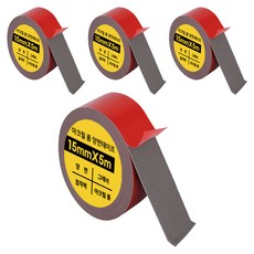 다다 아크릴 폼 양면테이프 15mm x 5m, 그레이, 4개