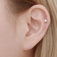 MINIART 女性用14K金針圓形穿刺耳環