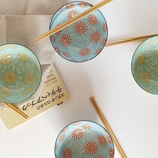 Umaishoku Hoshi 4人份烏龍麵碗組, 藍色,綠色, 1套