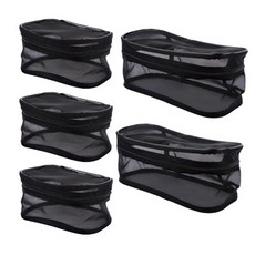 Galatea 葛拉蒂 可透視收納網格袋, 黑網格材質清晰可見, 尺寸多樣 Set 5個, 1組