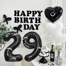 HBD 字母愛心派對組, 1套, 黑色 29