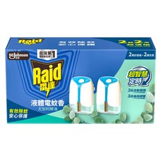 Raid 雷達 液體電蚊香組 尤加利 電蚊香器 2個 + 補充瓶 2瓶, 82ml, 1組