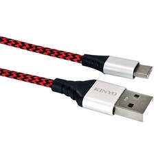Kinyo Type-C交錯格紋極速充電傳輸線 USB-C08, 2m, 紅色, 1條