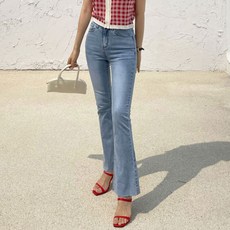 플랜데이 여성용 숏/미디움/롱 기장 노컷 하이웨스트 부츠컷 데님 팬츠