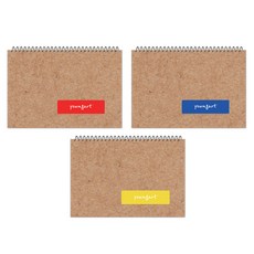 YOUNGART 線圈素描本 200g 3入+貼紙 3入 顏色隨機出貨, 8 開, 15張