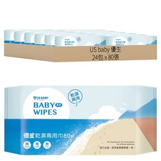 US baby 優生 乾濕兩用巾 清爽型, 80張, 24包
