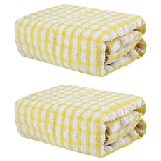 퀵살림 주방 식기 테이블 닦는 체크 면화 행주 01 노란색, 2개