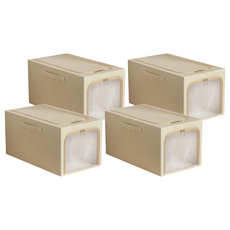 小麥購物 牛津布衣物收納箱 C464 中號 31L, 卡其色, 4個