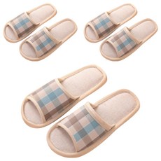 市場敏感性亞麻室內拖鞋, 天空藍, 3組