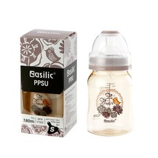 Basilic 貝喜力克 防脹氣PPSU寬口大奶瓶, 180ml, 不含BPA, 1個, 蘭迪黃