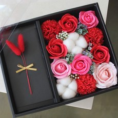 可愛蝴蝶結人造棉花康乃馨花朵信封型零用錢盒子+購物袋, 紅色的