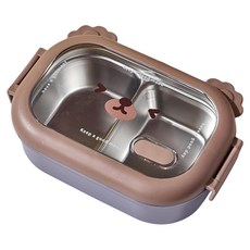 可愛小熊不鏽鋼保溫飯盒, 藍紫色, 1個