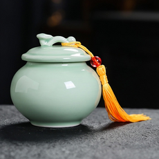 Onrium 玄關裝飾用罐 招財運 紅珠 迷你甕 圓形, 01 薄荷綠