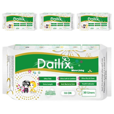 Dailix 乾爽抑菌護墊 30片 - 超透氣 減少肌膚不適, 18cm, 4包