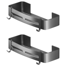 浴室收納4方置物架, 2個, 銀灰色