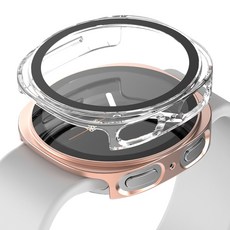 누아트 변색없는 풀커버 하드케이스 2종 세트, 로즈골드 + 투명, 2개