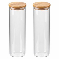 JOSIC 楠竹木蓋耐高溫玻璃杯 21 x 6.5cm 570ml, 透明色, 2個