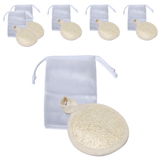 Sophie Savon 蘇菲皂 洗臉用絲瓜絡片 附網袋 8 x 8cm, 6個, 單一顏色