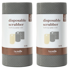 Le made 安心壓花拋棄式菜瓜布 捲筒型, 灰色, 2個, 60個