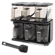 現代風調味罐組, 1個, 調味罐 430ml x 6入 + 湯匙 6入 + 收納盒