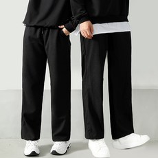 TENCLO 大尺碼 男女通用 鬆餅格 直筒 鬆緊帶長褲 TC-910