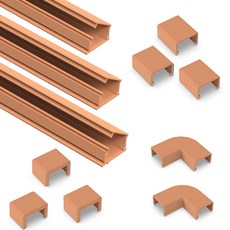 SeonBaro 可開合方形電線保護條全套組 2號 3m, 木紋色