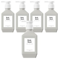 뉴앤룩 폴리 디스펜서 샴푸 바디워시 리필용기 주방세제 공병 일반형 400ml + B라벨스티커 바디워시 세트, 그레이(공병), 5세트