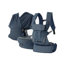 POGNAE MAX萬能四合一透氣揹巾+竹纖維口水巾組 (防哭鬧/防躁動/兒科推薦/新生兒/超透氣/德國紅點設計大獎), 月空藍