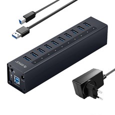 ORICO 奧睿科 USB3.0 10埠 有源集線器 A3H10, 黑色, 1個