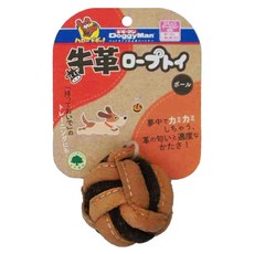 DoggyMan 多格漫 牛革互動潔齒玩具 球型 犬用, 1個