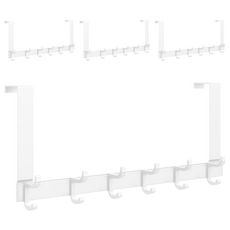 妃妃嚴選 太空鋁門後掛鈎 加長6鈎, 經典白, 4個
