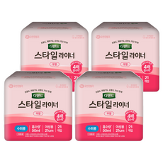 디펜드 여성용 스타일 무향 라이너, 슈퍼롱, 21개입, 4개