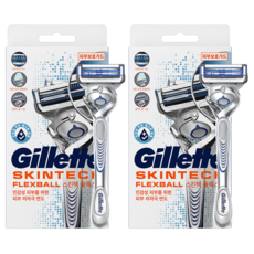 질레트 스킨텍 플렉스볼 매뉴얼 핸들 면도기 + 면도날 2개, 2세트