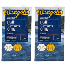 westgold威斯蘭 全脂保久乳 - 紐西蘭原裝進口 香醇濃郁 營養豐富, 1L, 2瓶
