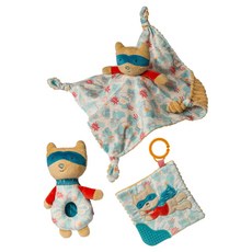 Mary Meyer 蜜兒 臻藏禮盒 柔軟安撫巾 手搖鈴 固齒多功能沙沙紙 可愛造型 通過CPSC認證 適用年齡0歲以上, 小英雄 多色