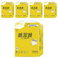 唯潔雅 萬用包抽取式衛生紙 100抽 100%原生紙漿 不添加螢光劑, 6包, 5袋