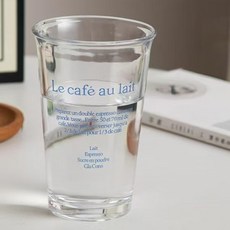 Tradeway 玻璃杯 家庭咖啡館 高球杯 350ml, 2個, 藍色字母