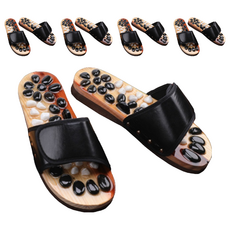 OKORO 鵝卵石足部指壓拖鞋 250~255, 黑色, 5個