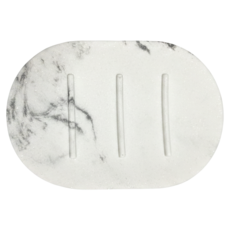 HOLA 和樂家居 樹脂肥皂盤 12.5 x 8.5 x 1.5cm, 大理石紋 白色, 1個