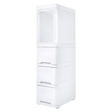 Yeya 也雅 25面寬4層隙縫收納櫃 門 + 抽屜 3個, 白色, 1個