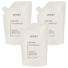 LIFENET 沐浴露補充包 新鮮柑橘&羅勒香, 800ml, 3包