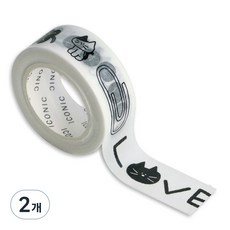 아이코닉 두들 다꾸 데코 마테 마스킹 테이프 스티커 15mm x 10m, 002LOVE, 2개