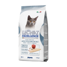 LECHAT EXCELLENCE 卓越 挑嘴貓天然呵護貓飼料, 1個, 鱒魚 + 蘋果, 1.5kg