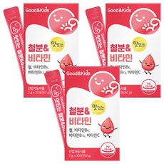 굿앤키즈 유아용 맛있는 철분비타민 딸기맛 30p, 60g, 3개