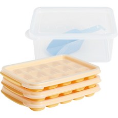 EASY&FREE 쏙쏙製冰盒 15格 3入 + 1.9L保鮮盒 + 冰勺套組, 黃色