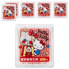 Sanrio 三麗鷗 Hello Kitty 細紙軸棉花棒, 200支, 6盒