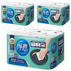 得意 金得意系列 巧撕廚房紙巾 Set 6捲, 強韌度提升33% 濕擦不易破, 10倍吸水量 20倍吸油力, 3袋