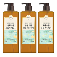 HAPPY BATH 黑鹽角質護理保濕沐浴露 森林木質調香, 600g, 3瓶