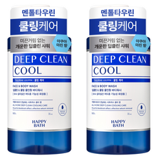 해피바스 딥클린 멘톨 쿨링 케어 올인원 바디워시 아쿠아 마린향, 900g, 2개