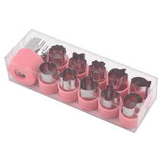 GBL 蔬菜水果餅乾用造型壓花模具 12種組合 12入 適用於食品接觸 可重複性使用, 粉紅色, 1組